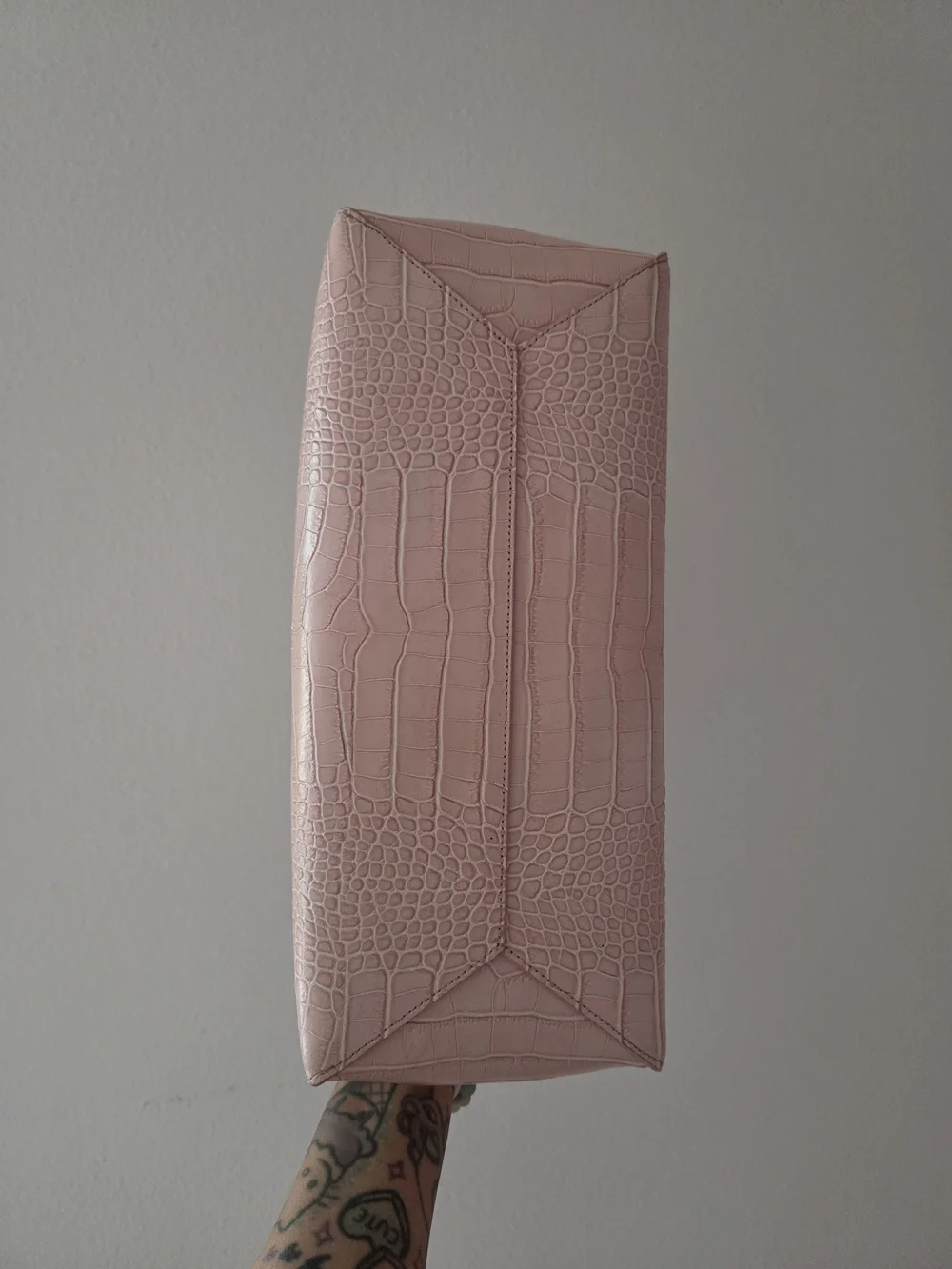 Teddy Blake Gigi Pink Croc-Embossed Satchel